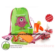 Tupperware Kids School Holiday Adventure Bento Sandwich Lunch Box Container, Snack Cup, Tumbler and Cutlery Gift Bag Set