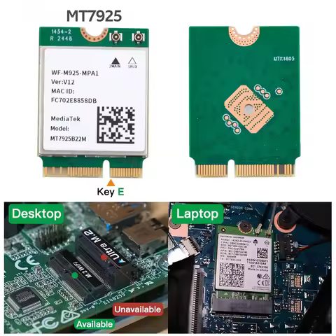WiFi 7 Network Card MT7925 Bluetooth 5.3 2.4G 5Ghz 6GHz M.2 Wireless Adapter For Win 10 Win 11