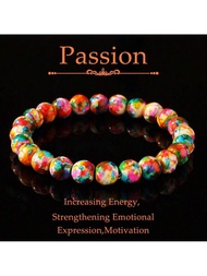 กำไลข้อมือลูกปัดสีสันสดใส กำไลข้อมือลูกปัดสีแดง เครื่องประดับฮิปฮอปร็อก ของผู้ชาย