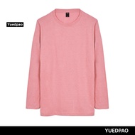 Yuedpao ยอดขาย No.1 รับประกันไม่ย้วย 2 ปี เสื้อยืดเปล่า เสื้อยืดสีพื้น เสื้อยืดแขนยาว_สีพีช