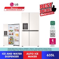 [TNG RM200] LG 635L Side by Side Fridge in Beige White GC-L257KQKW