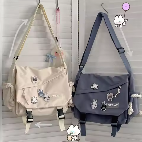 Women Nylon Handheld Shoulder Messenger Bag Versatile Large Capacity Crossbody Bag Retro Work Travel