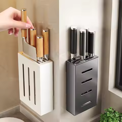 Kitchen Knife Holder Knife Storage Rack No Punching Wall-mounted Storage Box Knife Storage Box House