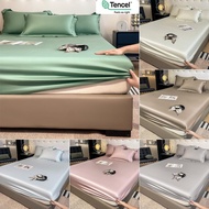 【100%Tencel】Plain color  1600TC Austrian Tencel Bedsheet Tencel Silky Pillowcase Single/queen/king S