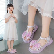 KY@D Girls' Casual Sandals2023Summer New Korean Style Transparent Jelly Bottom Medium and Large Kids Shoes Princess Shoe