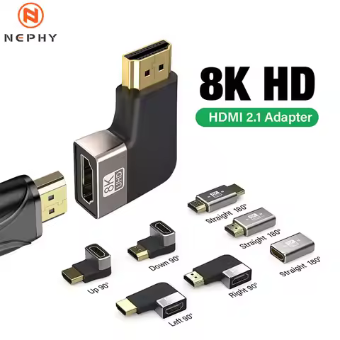 HDMI 2.1 Adapter 90 Degree Right Angle 8k 60HZ HDMI Converter Male to Male/Fmale Display Port For HD