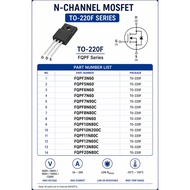 Mosfet FQPF N-Channel TO-220F Series-3N60/3N80/5N60/7N60C/7N90C/8N60C/8N80C/10N20C/10N60/10N80C/11N8