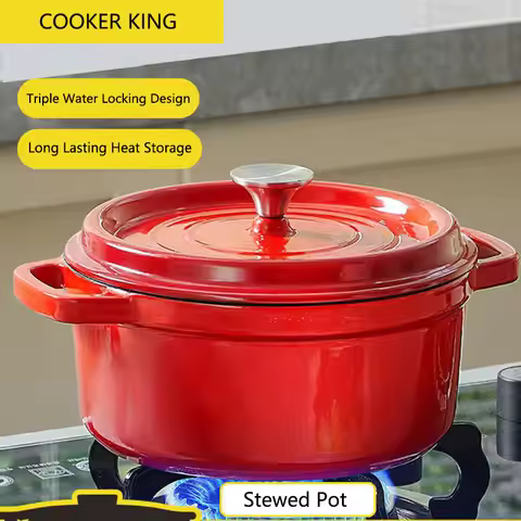 COOKER KING Cast Iron Enamel Non Stick Pot Household Stew Soup Pot Gas Induction Cooker Universal Co