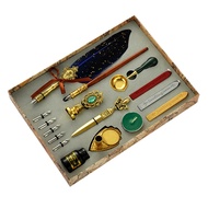 Retro Feather Pen Writing Ink Set Stationery Exquisite Feather Dip Pen Stamp Set Art Supplies Crafts