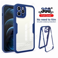 360 Full Protection Phone Case For iphone 12 13 pro max 13mini 12mini 13promax 12promax iphone13 iphone12 i13 i12 Casing Double Clear Soft Silicon TPU Shockproof Bumper Back Cover