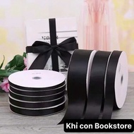 Black gift wrapping ribbon - Black silk gift wrapping ribbon - Black bouquet tying ribbon, happy bir