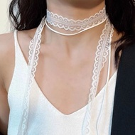 Rissa Soft Lace Ribbon Necklace Elegant Sweet Lace Necklace Girl Style