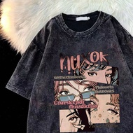 （ ✨ Penghantaran 24 jam ✨） Maise STUDIO Gaya Korea Loose Wash Hitam 100% Kapas T-Shirt Lengan Pendek