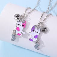 Friendship Necklace for 2 Girls Best Friend Necklace for 2 Cute Cat Fox Wolf Pendant Necklace Adjust