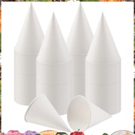White Paper Cone Cups, Snow Cone Cups,Coated Leakproof Cone Paper Cups for , Shaved Ice, Water 200Pc