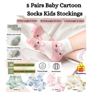 【ShopWithJoy】 5 Pairs Baby Cartoon Socks Stoking Baby Socks Infant Toddler Kids Stoking Baby Girl Bo