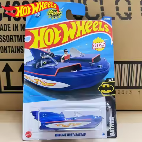 Original In Stock Hot Wheels C4982 #232 1966 Bat Boat Blue Batman 1:64 Diecast Model Cars Toys 2025 
