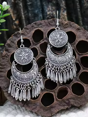 Ethnic Style Metal Long Style Tassel Earrings Retro Premium Earrings Jewelry Ladies Gift