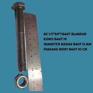 4 INCH BLANDAR BOLT KEY 19 LENGTH 10 CM NC 1/2 X 4 INCH - NC Wood Block Nut Bolt 1/ 2X4