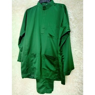 Baju Melayu Pasang Pesak Dark Emerald Green Hijau Pekat S-XXXL