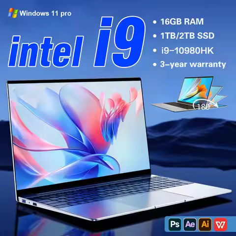 2026 New Core i9 10980HK Laptops Windows 11 14.1'' Portable Gaming Laptop Computer 16GB RAM 1/2TB SS