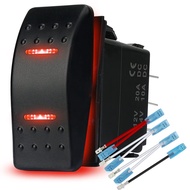 Suis Rocker Kalis Air Hidup-Mati-Hidup 12V/20A 24V/10A 7Pin DPDT dengan Lampu LED Merah, bersama Set