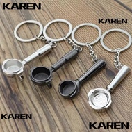 KAREN1 Moka Pitcher Keyring,  Metal Coffee Keychain, Creative Mini Size Barista Keychain Barista Gif