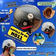 NAPOLI N011 Half Head Helmet Compact and Lightweight with Glasses and Leather Cover, Beautiful, Brea
