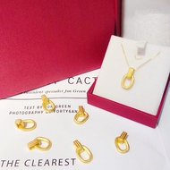 Emas loket 916 Double Ring/916 Gold Plated Clavicle Chain Pendant charm gold 916