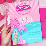 數位 Slumber party birthday Canva template invitation, Printable Barbie Malibu invite