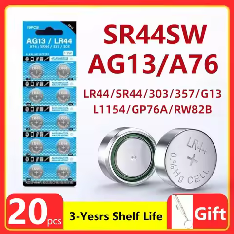 20PCS AG13 LR44 A76 1.55V Button Batteries For Watch Toys Remote L1154 SP76 pila SR44 LR1154 357 303