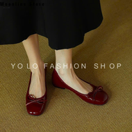 Giày Búp Bê Mũi Vuông Đế Dẻo Da Mềm Phối Nơ Êm Chân Dáng Basic B58 Miễn Phí Vận Chuyển Hàng Mới Khuy