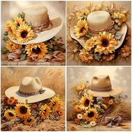 5D DIY Full Square Drill Diamond Painting Sunflower Hat Kit Home Decoration