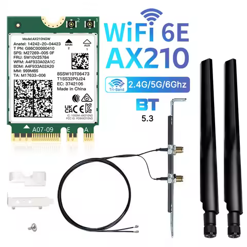 fenvi For Intel AX210 AX210NGW M.2 Network Card 5374Mbps 6GHz WiFi 6E Wireless Adapter 2.4G/5G/6G Bl