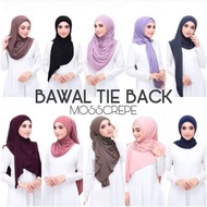 TUDUNG BAWAL TIE BACK MOSSCREPE (RETAIL/BORONG)