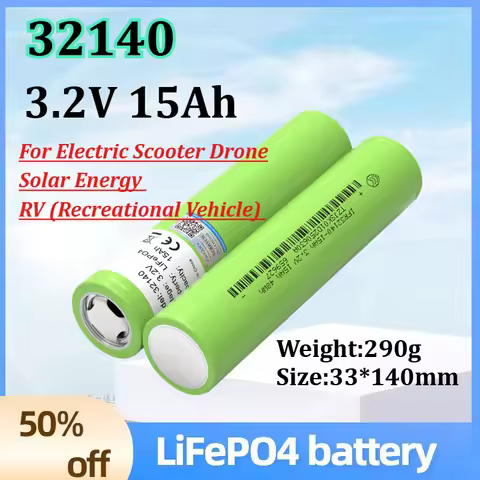 3.2V 15Ah 32140 LiFePO4 Battery for Electric Scooter Drone Solar Energy RV (Recreational Vehicle) Re