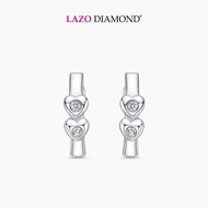 LAZO DIAMOND Diamond Double Hearts Huggie Earrings in 9k White Gold