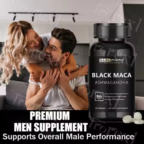 1000mg Black Maca Root & 400mg Ashwagandha Supplement for Men Volume Assist | Relentless Stamina, No