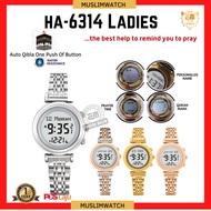 HA-6314 Ladies Azan Prayer Time Qibla Watch Jam Tangan Solat Arah Kiblat Stainless Steel Muslimah We