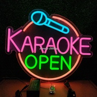 ป้ายไฟนีออน ป้ายไฟ KARAOKE OPEN ไฟประดับตกแต่ง ป้ายไฟสำรับตกแต่งหน้าร้าน