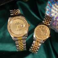 1 chiếc đồng hồ NASIR Luxury Hollow Mechanical-Look Diamond Studded Quartz có lịch, phù hợp cho công