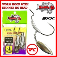 SAWA-D Worm Hook With Spinner Jig Head Hook WJ104 JigHead BKK Fishing Soft Plastic Rubber Lure Ozmy 