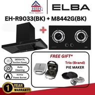 Elba EH-R9033 Designer Hood | EGH-M8442G(BK) 2 Burners Glass Stove High Quality Tempered Glass, Blac