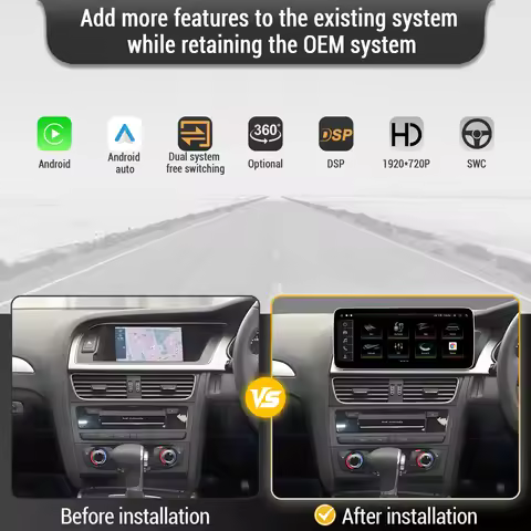 10.25 inch Car Radio Android 13 For AUDI A4 A5 B8 2009-2016 RHD Wireless BT Carplay Snapdragon 680 T