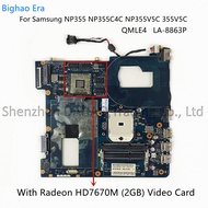 For Samsung 355V5C NP355V4C NP355V5C Laptop Motherboard QMLE4 LA-8863P With HD7670M 2GB Video Card B