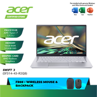 Acer Swift 3 FHD Laptop SF314-43-R2Q8/R7TH/R3R9   (14"/RYZEN 7 5700U  AMD RADEON Graphics W10 OPI)