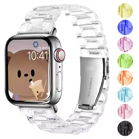 Transparent Resin strap for apple watch band 42mm 40mm correa 44mm 38mm Smart Wrist link bracelet iw