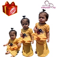 Baju Raya kurung baby girl [Peplum Anakanda.my] + Free gift (Mustard) 2023