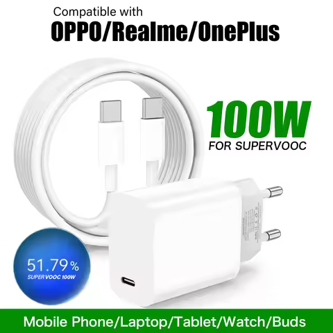 For OPPO Find x 9 7 Reno 14 13 12 A80 100W SuperVooc USB C charger for OnePlus 15 13 12 Open Nord 5 