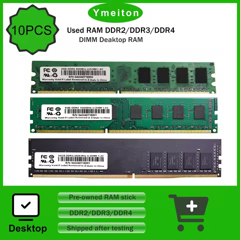 Ymeiton 10pcs Pre-owned RAM stick DDR2/DDR3/DDR4 800/1600/2666/3200MHZ 4G/8G/16G desktop computer me